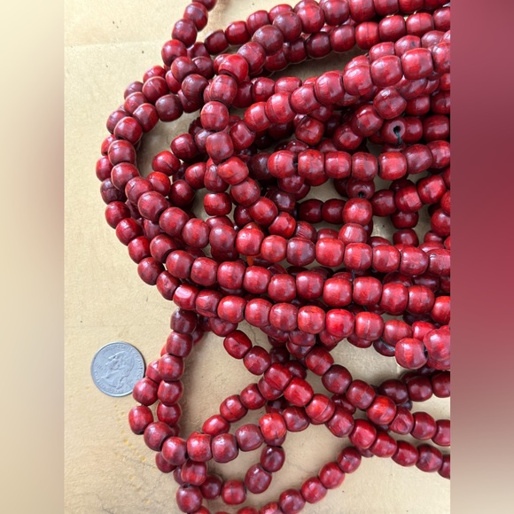 Bundle of Farmhouse Wooden Beads in Rustic Red - Picture 4 of 4